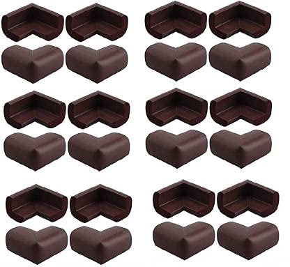 QUICKSHOP Baby Safety proofing Corner & Edge Guard Protector for Furniture I Used on Glass Tabletop, Wall I Brown (Extra Thick, Pre Taped 24 Corners)