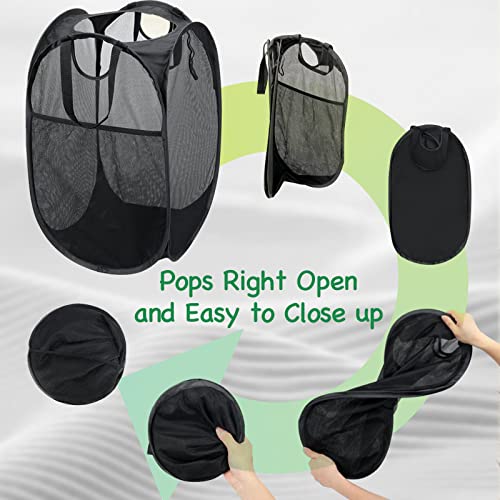 6 Pcs Mesh Popup Laundry Hamper (Black/White/Blue),Popup Laundry Basket With Durable Handles ,Foldable Pop-Up Mesh Hamper Dirty Clothes Basket For Kids Room, College Dorm Or Travel #TOP3