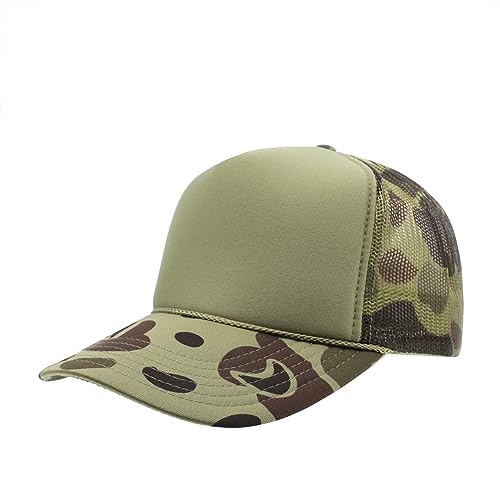 Image of The Vintage Year High Crown Foam Mesh Camouflage Trucker Hat Baseball Cap