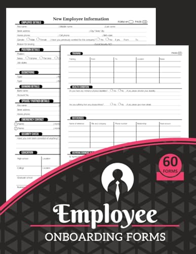 Employee Onboarding Forms: New Hire Information Sheets | Collect Staff Data on First Day of Work | 60 Forms, 124 Two-Sided Pages