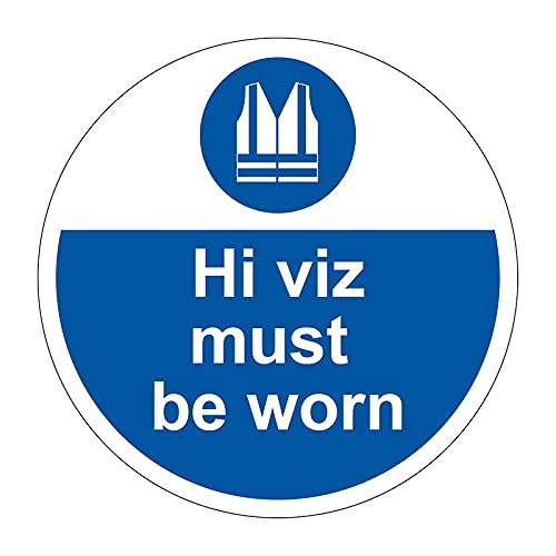 400mm Self-Adhesive Hi-Vis Must Be Worn Floor Sticker - Durable Anti-Slip Vinyl PPE Safety Sign for Construction & Industrial Sites, Easy Peel & Stick Installation