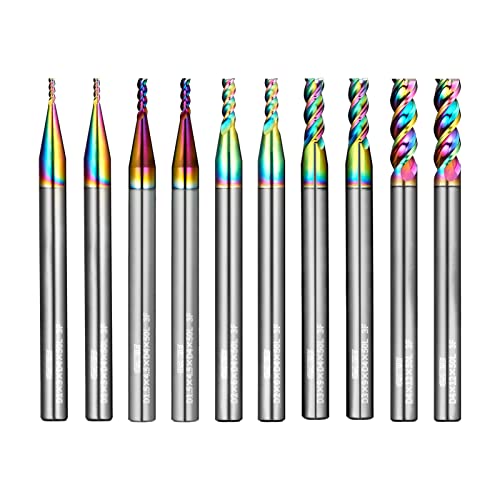 Image of Tools DLC Series Carbide Square End Mill Set, Diamond-Like Coating, End Mill for Aluminum, Copper, Magnesium Alloys,Composite Materials, 3 Flute, Metric Size(D1 /1.5 /2 /3 /4-50L, 10pcs)