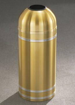 Glaro Inc. Glaro 16 Gallon Waste Receptacle w/Open Dome Top, Satin Brass/Satin Aluminum Band - T1534BE