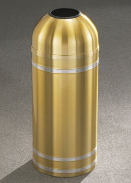 Glaro Inc. Glaro 16 Gallon Waste Receptacle w/Open Dome Top, Satin Brass/Satin Aluminum Band - T1534BE
