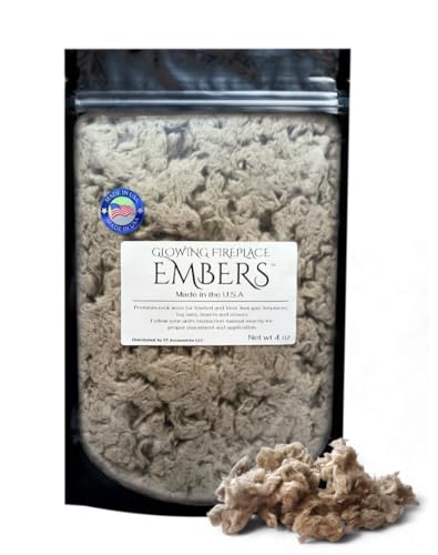 Gas Fireplace Glowing Embers, Rock Wool for Vent Free or Vented Gas Log Sets, Inserts and Fireplaces. Large Bag 4 oz