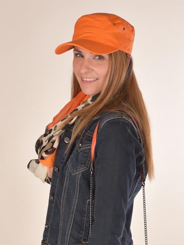 styleBREAKER Unisex Military Cap aus Baumwoll-Canvas | Army Cap mit gebogenem Schirm | verstellbare Schirmmütze für Damen und Herren, Farbe:Orange
