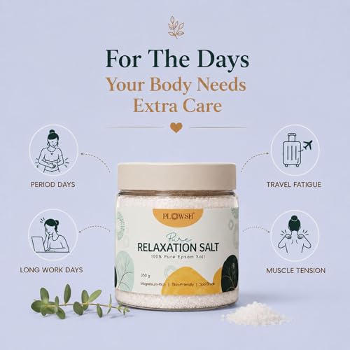 Image of 350gm Pure Epsom Bath Salt - Pack of 2 | 100% Premium Crystals For Relaxation, Muscle Comfort & Foot Care | Unscented Quick Dissolving Spa Soak Salt For Pedicure, Tired Legs & Body Wash
