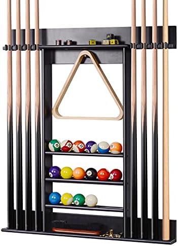 XCSOURCE Pool Stick Holder, Pool Cue Rack Wall Mount, 8 Pool Cue Holder Wall Billiard Cue Rack, Made of 100% Solid Pine Wood, Pool Table Accessories for Billiard Room or Club (Cue Rack Only)