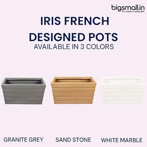Image of Bigsmall Designed Plant Pots, Premium Durable Polymer Flower Pots for Indoor & Outdoor Plants - Lightweight, Stylish, and Weather-Resistant Garden Planters (Iris-Grey Marble, 14 Inch)