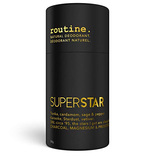 ROUTINE Superstar - All Natural Deodorant Stick 50g - Activated Charcoal, Magnesium, and Prebiotics - Natural Aluminum Free Deodorant for Women & Men