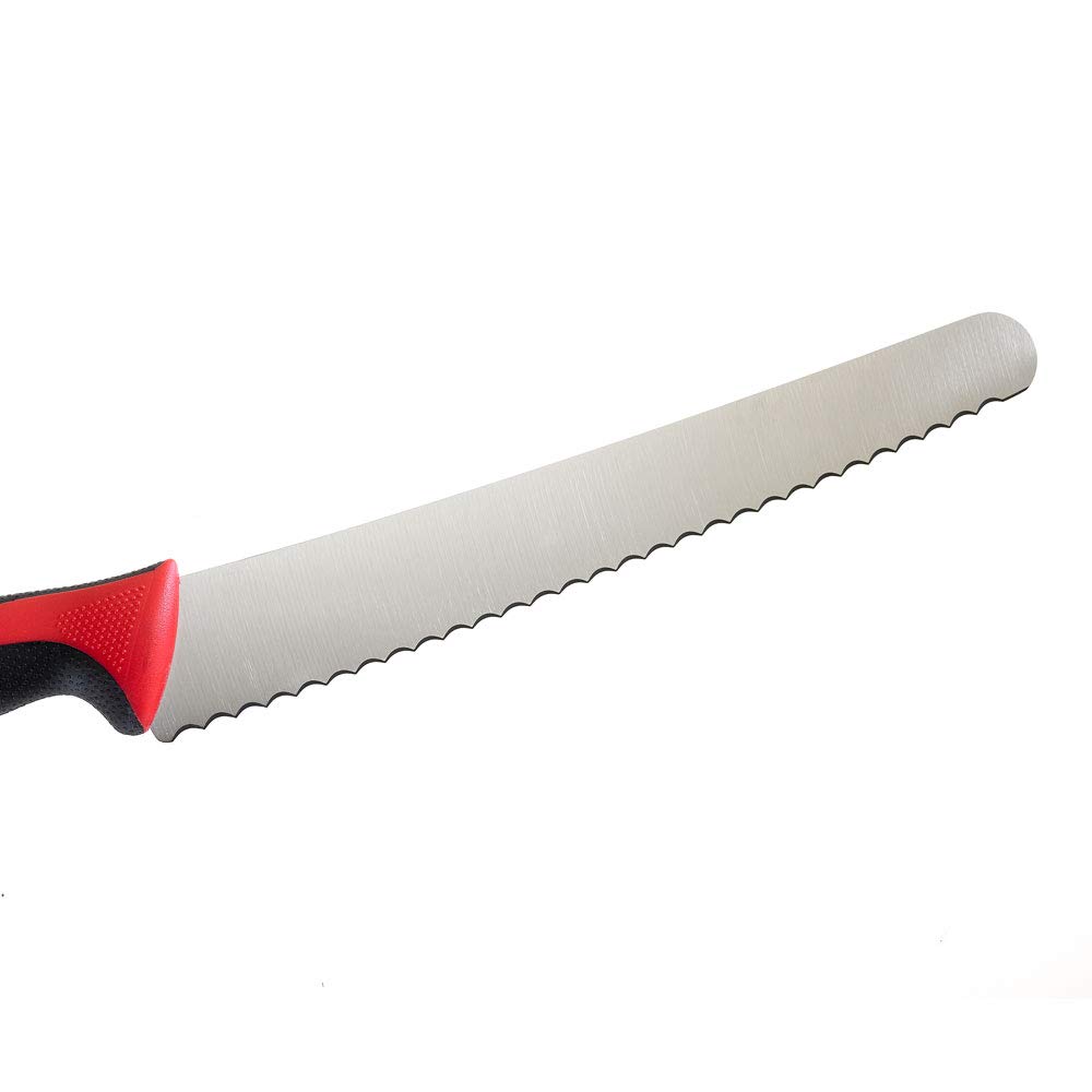 Mercer Culinary Millennia Color - Coltello da pane con manico ondulato, 25,4 cm, colore: Rosso