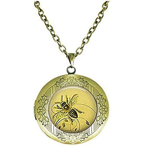 Preisvergleich Produktbild Honigbienen-Garten-Anhänger, Honigbienen-Halskette, Bienen-Schmuck, Bienen-Anhänger, Medaillon-Halskette Bibel-Zitat-Anhänger religiöses Medaillon-Halskette