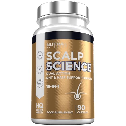 Scalp Science Advanced DHT Blocker Tablets Hair Growth Vitamins for Men and Women 10 000mcg Biotin + Pumpkin Seed & Nettle Root 90 Vegan Capsules