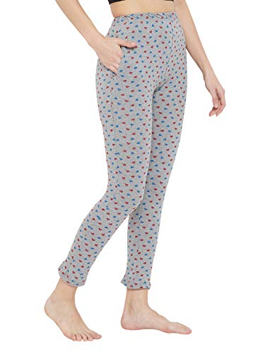 Image of Clovia Women's Cotton Heart Print Casual Style Pyjama (Lb0176J01 Grey Medium)
