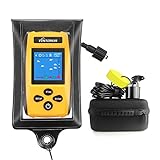 Venterior Portable Fish Finder Handheld Fishfinder Depth Finder Fishing Gear with Sonar Transducer, LCD Display, Water Resistant Bag and Storage Case (Orange)