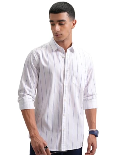 Image of Highlander Men's Slim Fit Striped Shirt | Full Sleeves | Everyday Wear Stylish Shirt for Men