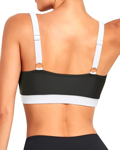 Image of Tempt Me Women Sports Bra Swim Crop Tops Only | Scoop neck, Bathing suits top, Removable cups, Adjustable straps