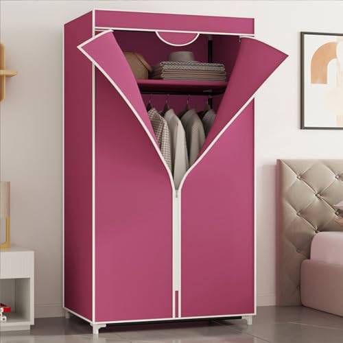 Armoire pliable ouverte avec étagères modulaires en tissu rose - 2