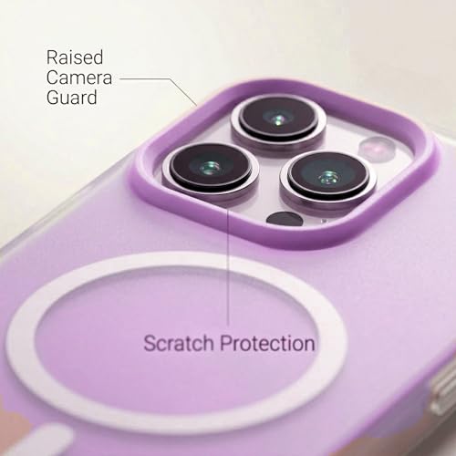 Image of amazon basics Luxury MagSafe Compatible Magnetic Case for iPhone 15 Pro | Soft Touch Matte Pastel Finish | Shockproof Back Cover with Camera Protection (Purple)