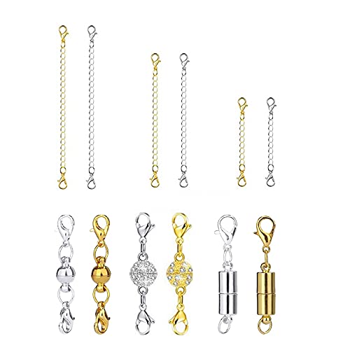 8 Pezzi Extender Collana, Estensione Bracciale Catene, Catena Estensione della Collana, Adatto per Gli Appassionati di Fai da Te, Prolunga la Lunghezza della Collana o del Braccialetto (Oro,Argento)