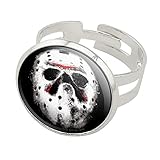 GRAPHICS & MORE Friday the 13th Jason Mask Silver Plated Adjustable Novelty Ring