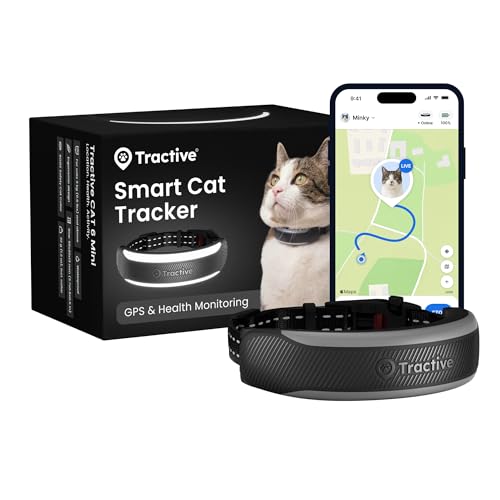 Tractive Smart Cat Tracker Mini | 2026 Edition | #1 Cat GPS | Real-Time Location Tracking | Health Alerts & Vitals Monitoring | Safety Breakaway Collar | Collar‑Integrated Design (Black)