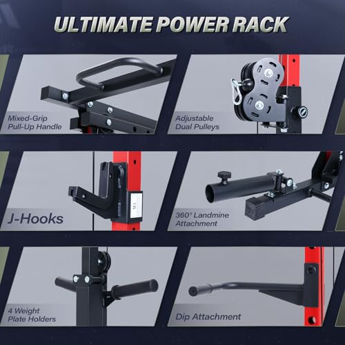 Image of MAJOR FITNESS Drone3 Power Rack, 2500lbs Multi-Function Home Gym Squat Rack with Dual Pulley System, Pull-Up Bar & J-Hooks, Heavy-Duty Steel Frame for Maximum Stability & Strength Training
