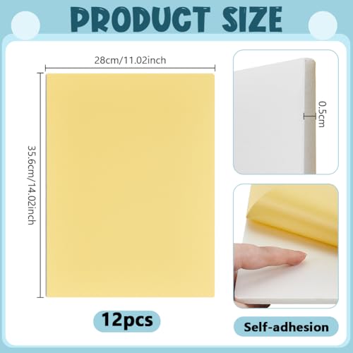 OLYCRAFT 12 Stück Selbstklebende Schaumstoffplatte 36 x 28cm Weißer Schaumstoffkern Mit Klebstoff 5mm Dicke Schaumstoffpolsterung Schaumstoffplatte Für Heimpräsentationen Bilder Postermontage