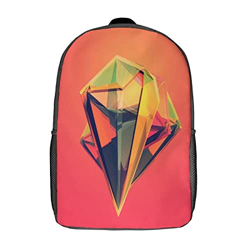 Sac à dos imprimé en 3D avec motifs facettes géométriques et grand volume 17"