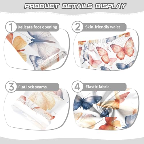 Boccsty Watercolor Painting Butterflies Girls Leggings Kids Yoga Pants Dance Active Tights 4T3