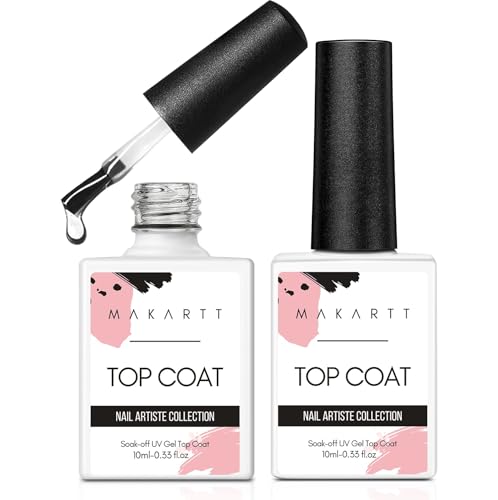 Makartt Gel Top Coat - 2 PCS No Wipe Top Coat Gel Nail Polish Hig...