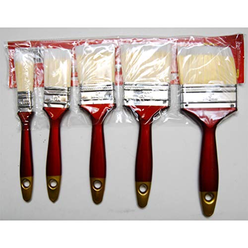 Hometeq - 3", 2.5", 2", 1.5", 1" Paint Brushes Designed Latex or Oil Based Paints for Indoor or Outdoor with Comport Handle (5 Pack)