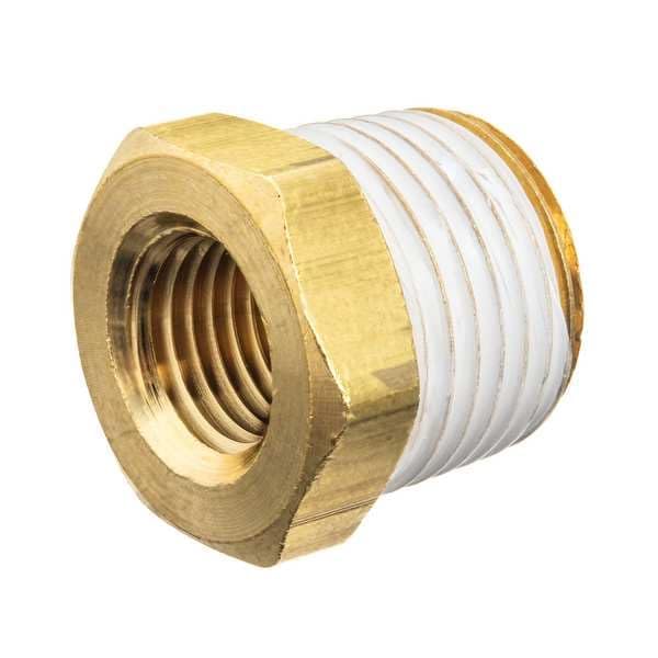 USA SEALING ZUSA-PF-10612 Brass Class 125 Pipe Fittings, Hex Bushing Straight with PTFE Thread Sealant, 1/2