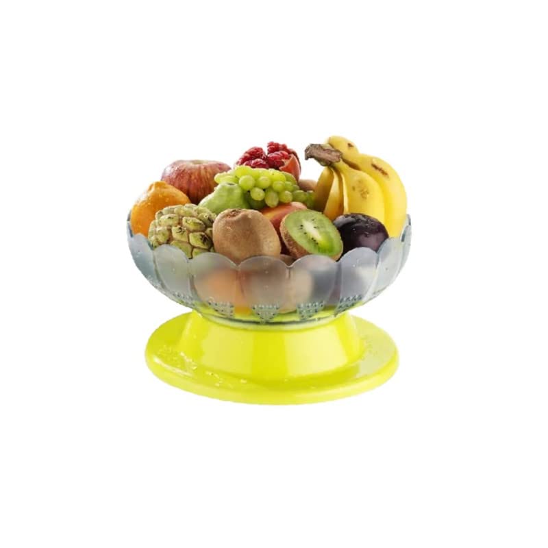 Griffen Home Multipurpose Rotating Bowl Fruit Basket Revolving Dining Table Plastic Serving Vegetable and Fruit Bowl Decorative Basket