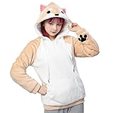 Cosfun Cute Shiba Inu Husky Hoodie Coral Velvet Sweatshirt Upgrade Ver.mp006146 (Large, Brown)