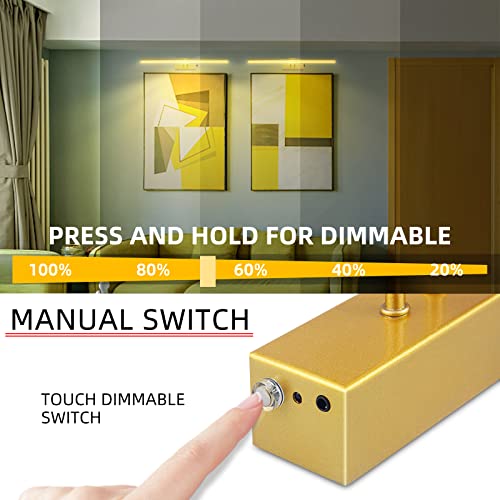 Image of RAIFOOLLY Picture Light,5000mAh Rechargeabl Art Lights for Paintings,Remote 16 inch Display Accent Lighting with Timer and Dimmable for Wall,Frame,Portrait-Gold