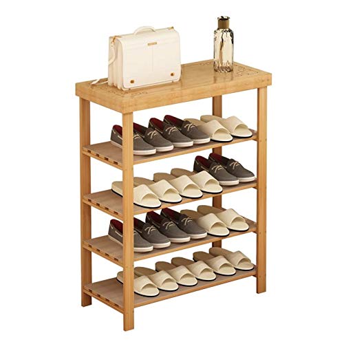 Étagère à chaussures en planche robuste avec tabouret haut de gamme - 2