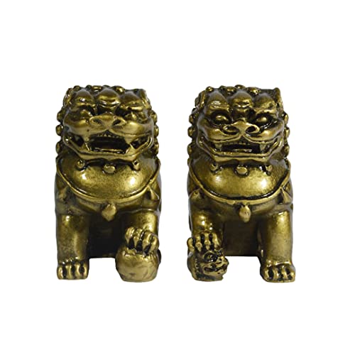 Estatua de Leones Guardianes Feng Shui en Resina Bronce