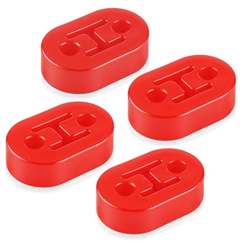 SINGARO Rubber Exhaust Hanger Muffler Exhaust System Heavy Insulator Support Bushing Installation 2 Holes 0.47 Inch High-Density Tailpipe Damping Hanger (4PCS Red)