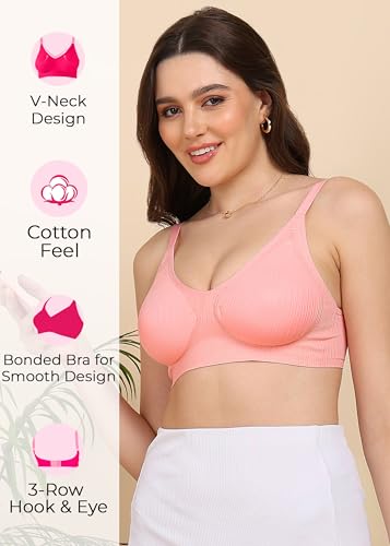 Image of Tweens Seamless Bonded Cotton Feel Invisi-Fit | Padded Wire-Free Full Coverage Bra | Cotton Lycra Fabric | Adjustable Straps | Hook and Eye Closure | Casual Everyday Wear| Pack of 1 |