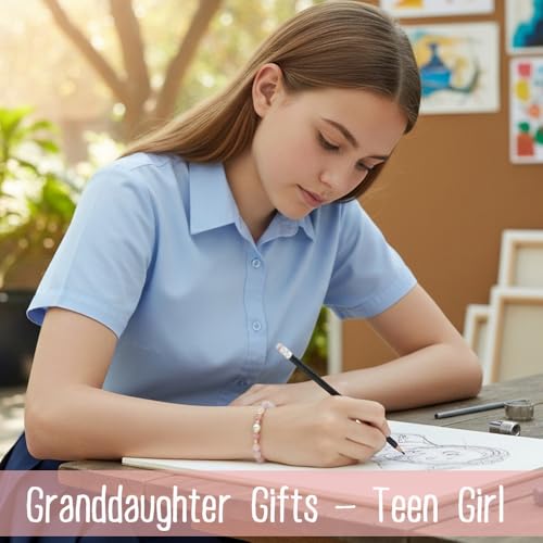 Image of Quietsun Trendy Gifts for Her-Positive /Love /Joy Natural Crystal Bracelets for Girls /Teens /Adults-Adjustable /Handmade-Gift Box Packing