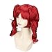 BEAUTY FLAG Red Wig Red Lolita Long Curly Cosplay Wig 2 Clip on Ponytail Wig With Wig Cap for Costume Party Halloween