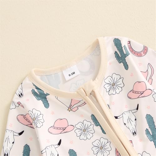 FIOMVA Western Baby Girl Clothes Newborn Cowgirl Outfit Infant Boy Highland Cow Print Jumpsuit Fall Winter Cowboy Outfits4