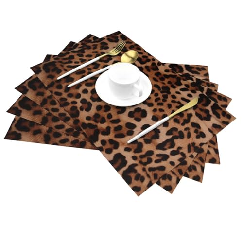 Sets de table tissés anti-tache léopard pour protéger votre table
