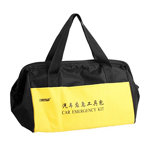 Kit de emergencia para auto en bolso de nylon negro y amarillo miniatura 1