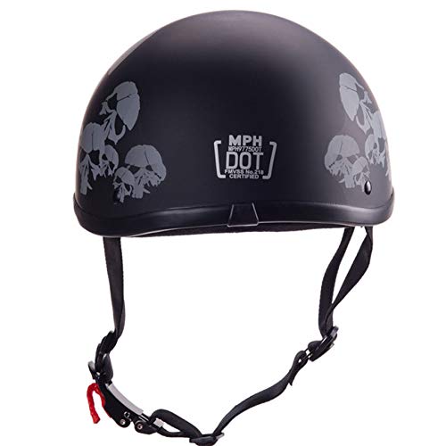 STARMOON Skull Motorcycle Half Helmets for Men, Moped Helmets, Half Helmets are All Neutral Classic Styles with DOT Certification, Various Sizes,A,L