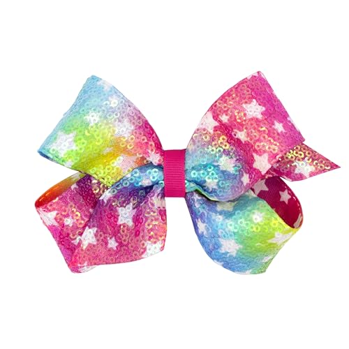 Wee Ones Girls Ombre Star-Printed Sequin Hair Bow, Star, Medium