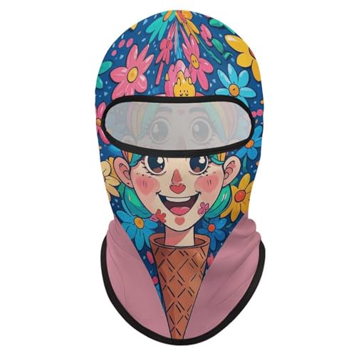 Balaclava mask para hombres y mujeres con diseño de corazón, estrellas, flores y helado, cubrebocas facial completo para ciclismo miniatura 7