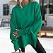 ZWRXW Women Oversized Sweatshirts Thumbhole Long Sleeve Crewneck Sweatshirt Cozy Side Slit Pullover Top Casual Fashion Outfit Green