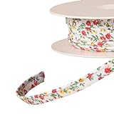 Rouge Stephanoise Bobine 25m Passepoil Petites Fleurs Style Liberty 10mm Rouge